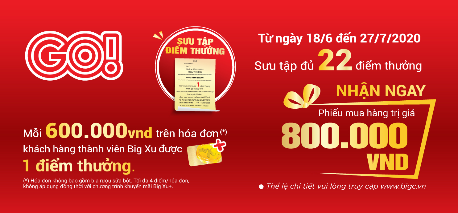 Collect reward points to get 800.000 VND from GO!