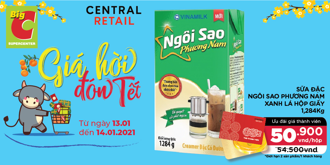 DÀNH RIÊNG CHO THÀNH VIÊN Big C| SỮA ĐẶC NGÔI SAO PHƯƠNG NAM CHỈ CÒN 50.900VND