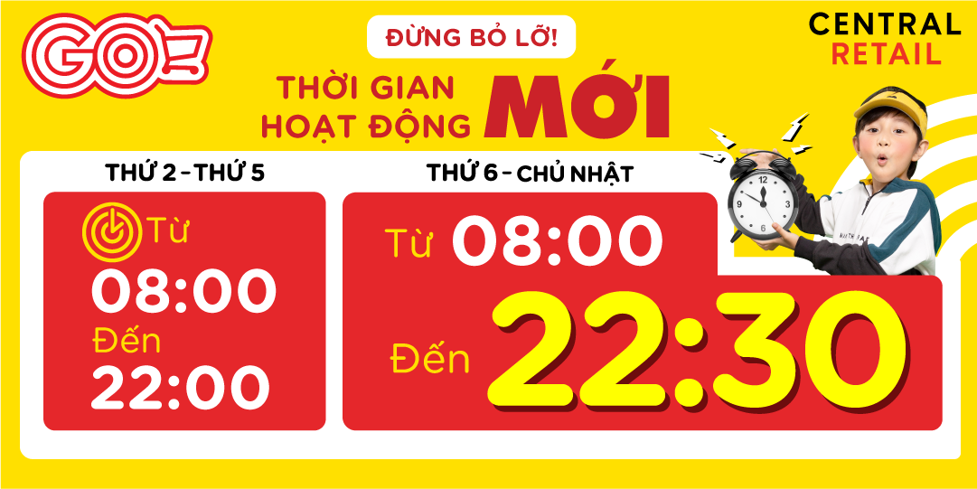 THÔNG BÁO GIỜ HOẠT ĐỘNG MỚI CỦA HỆ THỐNG GO! TOÀN QUỐC TỪ 03/12