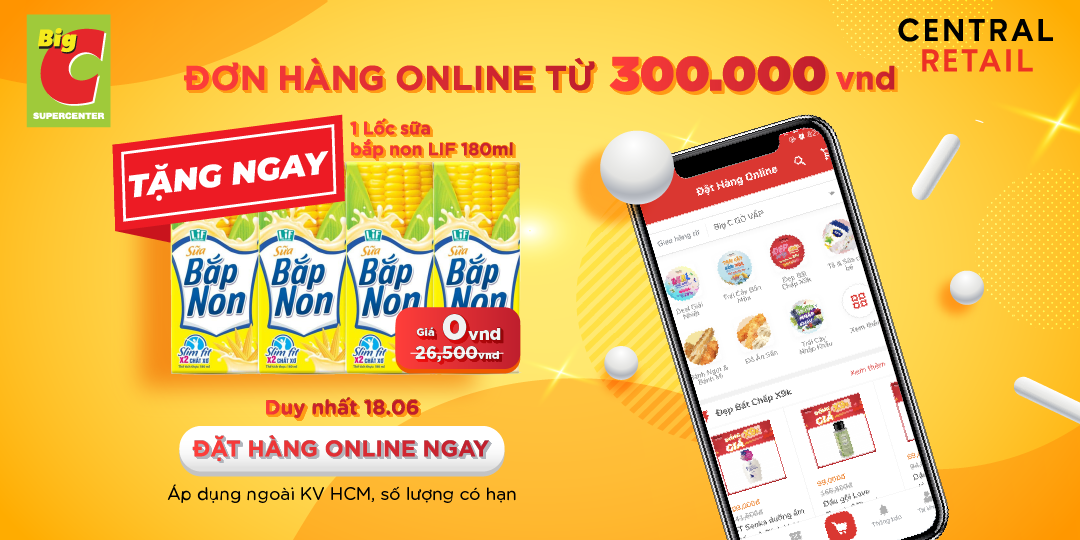 TẶNG 1 LỐC SỮA BẮP NON LIF CHO ĐƠN HÀNG ONLINE TỪ 300.000VND