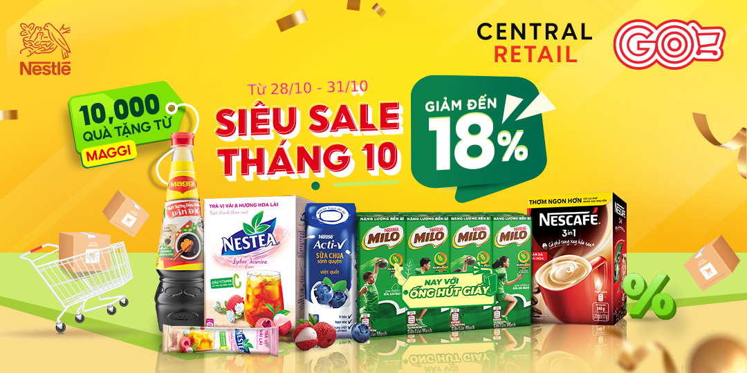 ĐẾN GO! MUA NESTLÉ - GIÁ GIẢM MÊ LY TẬN 18%, NHẬN QUÀ HẾT Ý