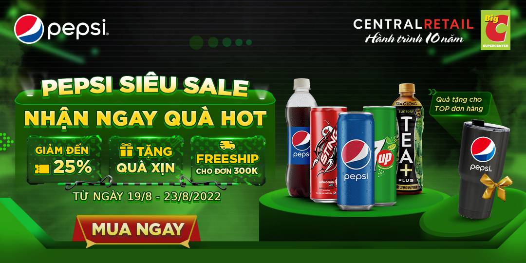 TẬN HƯỞNG DEAL CHỒNG DEAL - SĂN NGAY LY GIỮ NHIỆT CHẤT LỪ CÙNG PEPSI