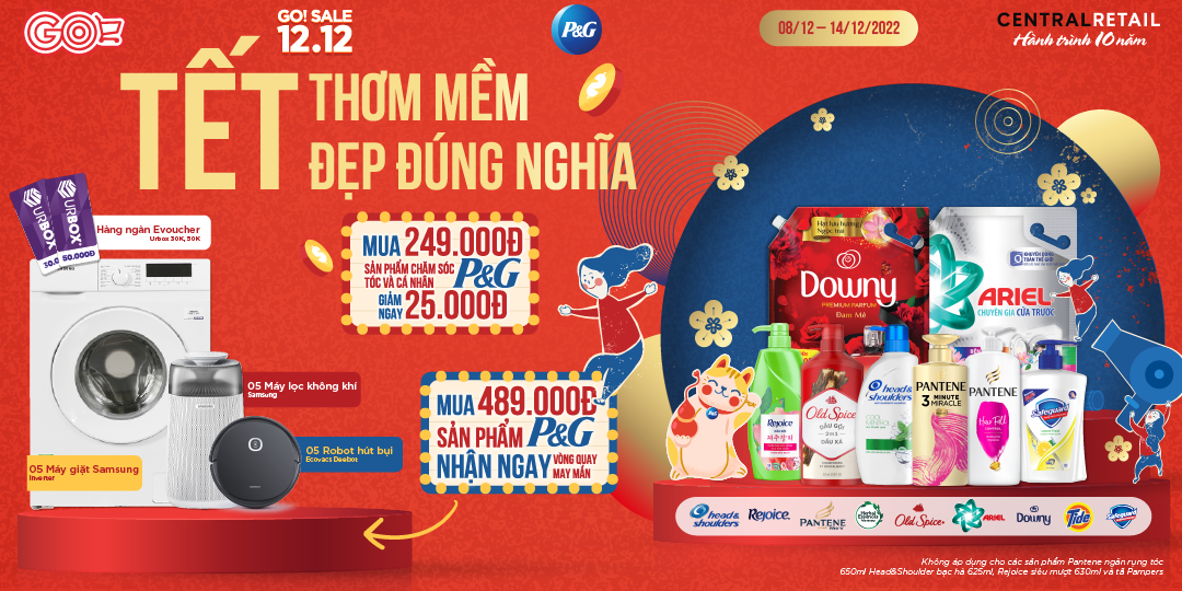 [ÁP DỤNG MUA ONLINE TẠI APP GO! & Big C] THÁNG 12, NGỒI NHÀ MUA SẮM NHẬN ƯU ĐÃI ĐẬM TỪ P&G