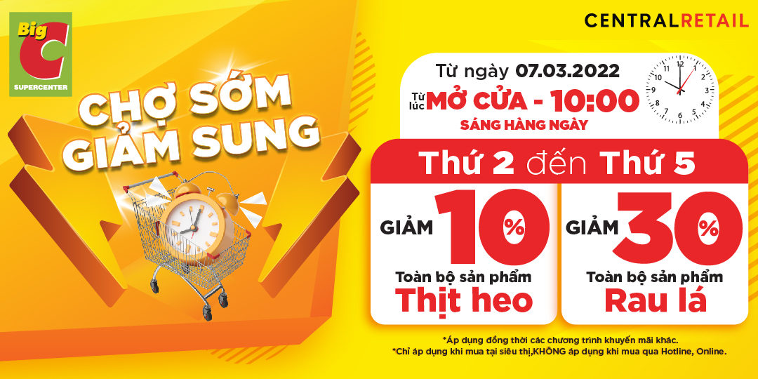 CHỢ SỚM GIẢM SUNG: CHỢ ĐỒ TƯƠI HÀNG NGÀY GIẢM GIÁ ĐẾN 30%