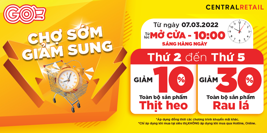 CHỢ SỚM GIẢM SUNG: CHỢ ĐỒ TƯƠI HÀNG NGÀY GIẢM GIÁ ĐẾN 30%