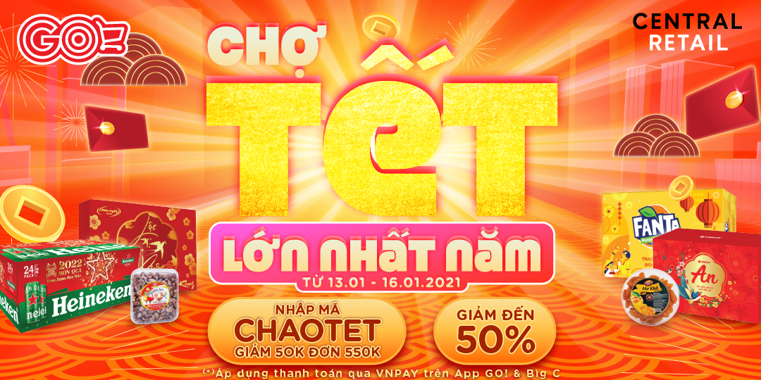 GO! MỞ CHỢ TẾT LỚN NHẤT NĂM - NGẬP TRÀN ƯU ĐÃI GIẢM MẠNH ĐẾN 50%