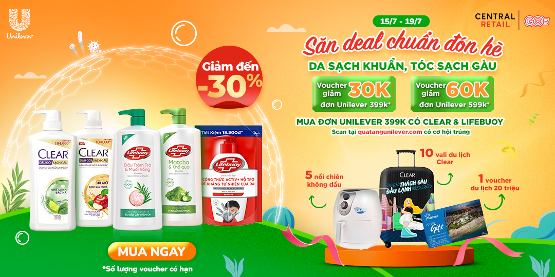 MƯA VOUCHER KHUYẾN MÃI ĐẾN 60K TỪ UNILEVER, MUA SẮM KHỎI SỢ ĐAU VÍ