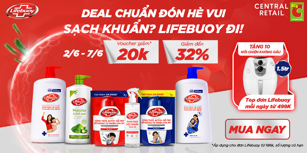 LIFEBUOY CHIÊU ĐÃI LỚN: THẲNG TAY TẶNG 4000 VOUCHERS CÙNG 10 NỒI CHIÊN KHÔNG DẦU CỰC ĐỈNH