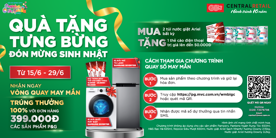 DEAL HOT TỪ P&G: VÒNG QUAY MAY MẮN - NHẬN THƯỞNG 100%