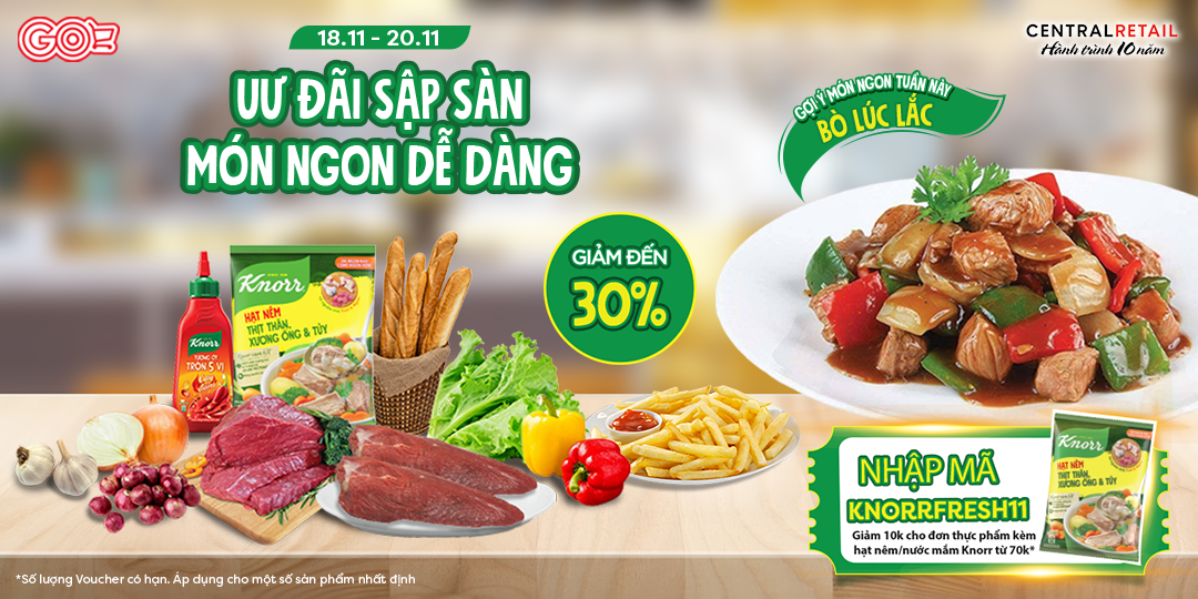 DỄ NHƯ TRỞ BÀN TAY MÓN BÒ LÚC LẮC, SALE ĐẾN 30% TOÀN BỘ NGUYÊN LIỆU & TIẾT KIỆM 10K KHI MUA CÙNG KNORR