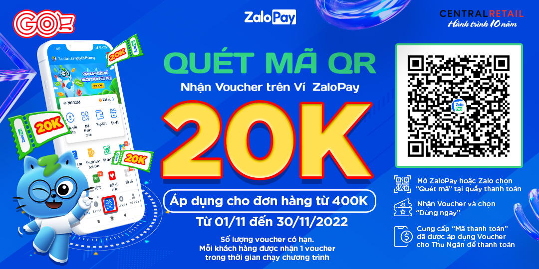 BẠN ƠI! ZALOPAY TẶNG MÌNH MÃ 20K, MUA SẮM GO! THANH TOÁN THẬT TIẾT KIỆM!