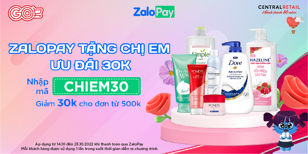 ZALOPAY KẾT HỢP BIG C/GO! TẶNG CHỊ EM 30K