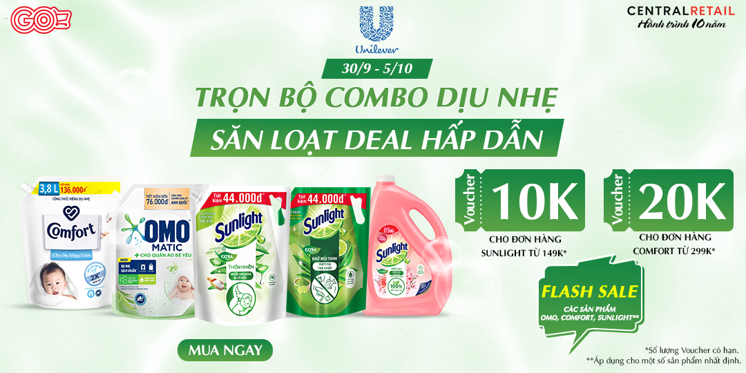 CHỈ CÓ TẠI APP & ZALO GO!- UNILEVER THẲNG TAY SALE LỚN LOẠT SIÊU PHẨM GIẶT TẨY