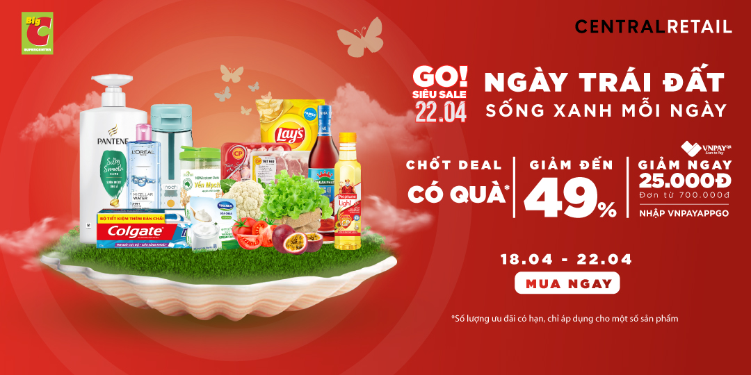 [ÁP DỤNG KHI MUA ONLINE TẠI APP GO! & BIG C VÀ ZALO OA] NGÀY TRÁI ĐẤT ƯU ĐÃI CỰC NHIỆT, KỊCH LIỆT SĂN NGAY