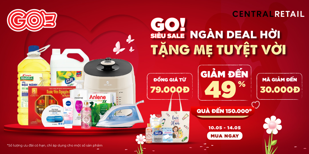 [ÁP DỤNG KHI MUA ONLINE TẠI APP GO! & BIG C VÀ ZALO OA] CƠN LỐC ƯU ĐÃI SỐC - GIẢM CỰC BỐC MỪNG NGÀY CỦA MẸ