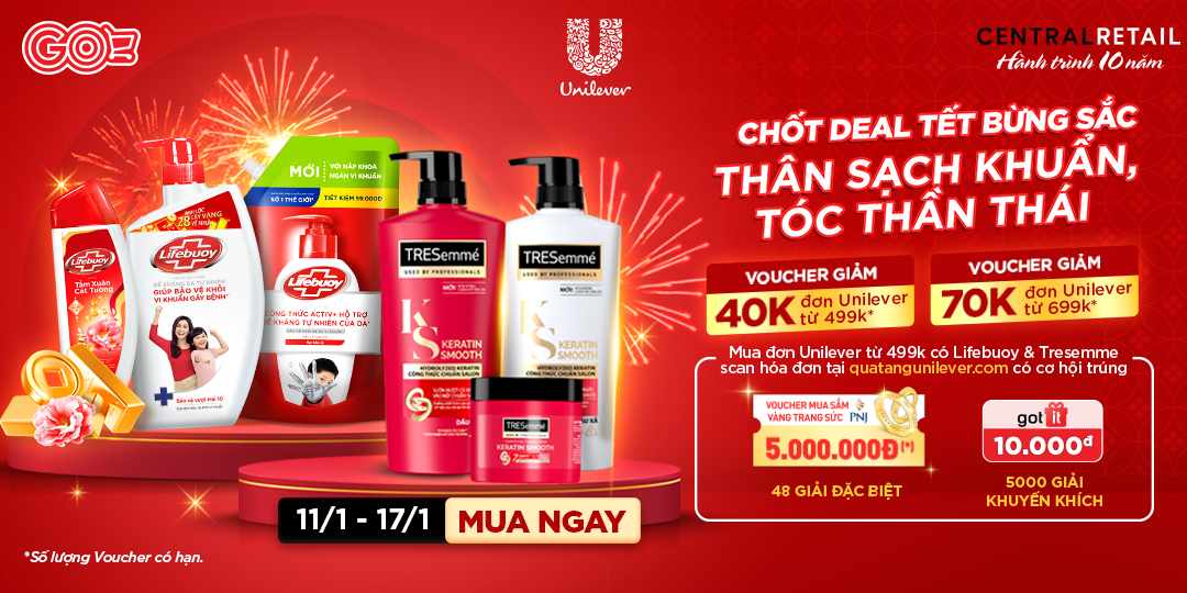 [ÁP DỤNG KHI MUA ONLINE TẠI APP GO! & BIG C VÀ ZALO OA] 5000 QUÀ TẶNG, 48 GIẢI ĐẶC BIỆT VOUCHER MUA VÀNG TỪ UNILVER ĐANG TÌM KIẾM CHỦ NHÂN!