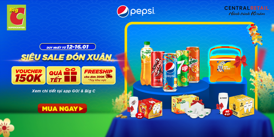 [ÁP DỤNG KHI MUA ONLINE TẠI APP GO! & BIG C] VUI TẾT THẢ GA, PEPSI KHAO CỰC ĐÃ