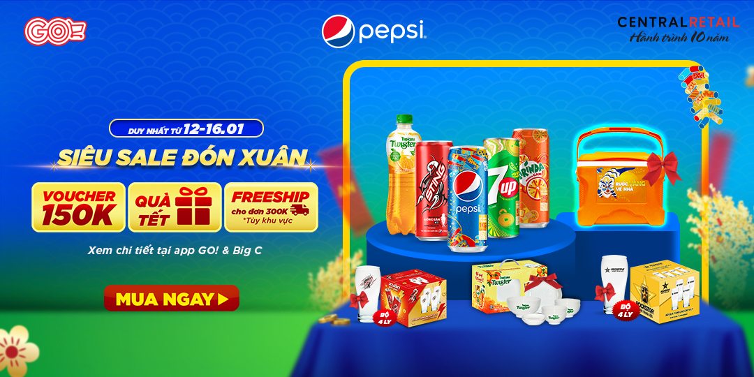 [ÁP DỤNG KHI MUA ONLINE TẠI APP GO! & BIG C] VUI TẾT THẢ GA, PEPSI KHAO CỰC ĐÃ