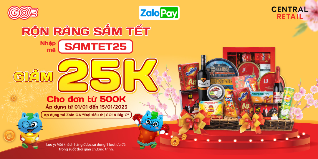 [ÁP DỤNG MUA ONLINE TẠI ZALO OA ĐẠI SIÊU THỊ GO! & BIG C] ĐÃ TIỆN LỢI LẠI CÒN NHẬN VOUCHER HỜI ĐẾN 25K - NGỒI NHÀ SẮM TẾT THẢ GA