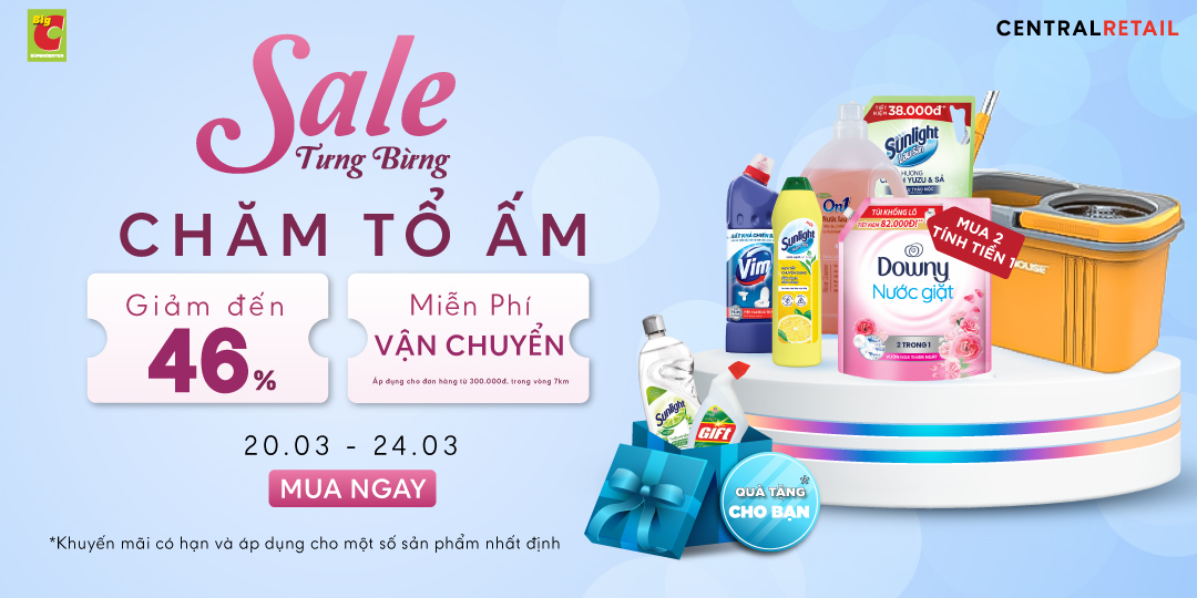 [ÁP DỤNG KHI MUA ONLINE TẠI APP GO! & BIG C VÀ ZALO OA] CHĂM NHÀ THÊM KHỎE, VÍ THÊM NHẸ CHI - CÙNG SIÊU ƯU ĐÃI GIẢM HẾT Ý ĐẾN 46%