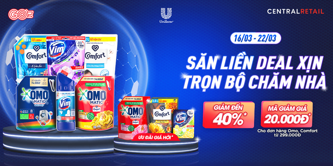 [ÁP DỤNG KHI MUA ONLINE TẠI APP GO! & BIG C VÀ ZALO OA] QUẲNG GÁNH CHĂM NHÀ CÙNG SIÊU SALE ĐẾN 40% TỪ UNILEVER