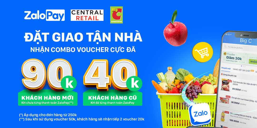 ĐẶT GIAO TẬN NHÀ - NHẬN VOUCHER TỪ ZALO PAY ĐẾN 90K
