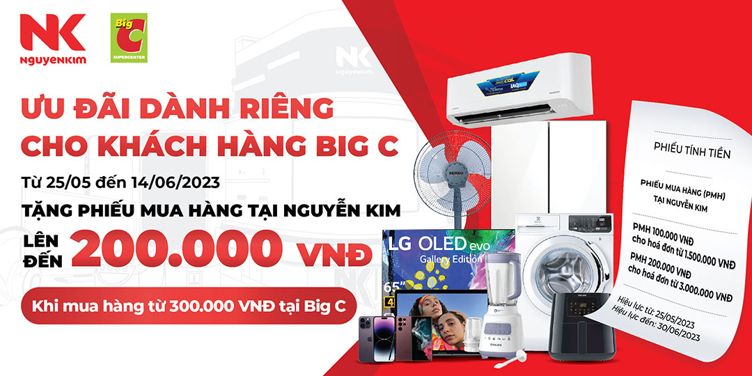 MUA SẮM TẠI BIG C NHẬN NGAY PHIẾU MUA HÀNG TỪ NGUYỄN KIM