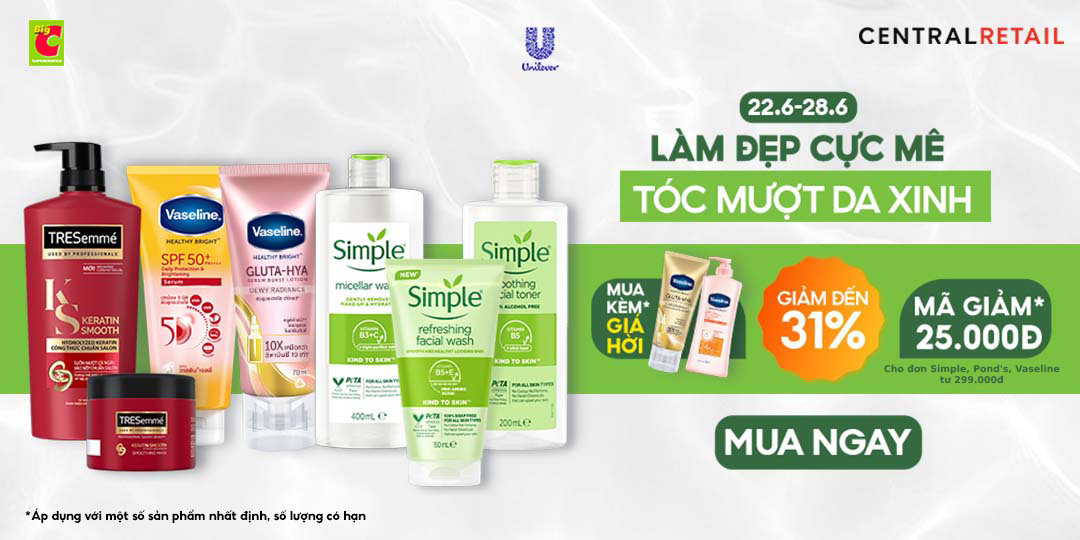 CHẤN ĐỘNG VỚI BÃO DEAL ĐẾN 31% TỪ BỘ BA TRESEME - SIMPLE - VASELINE 