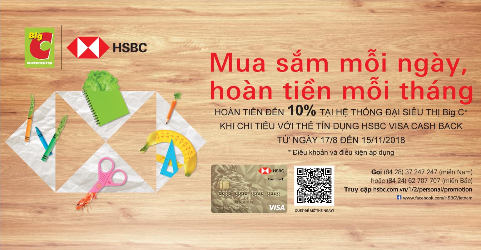 Cash back offer at Big C with HSBC Visa Cash Back Credit Card