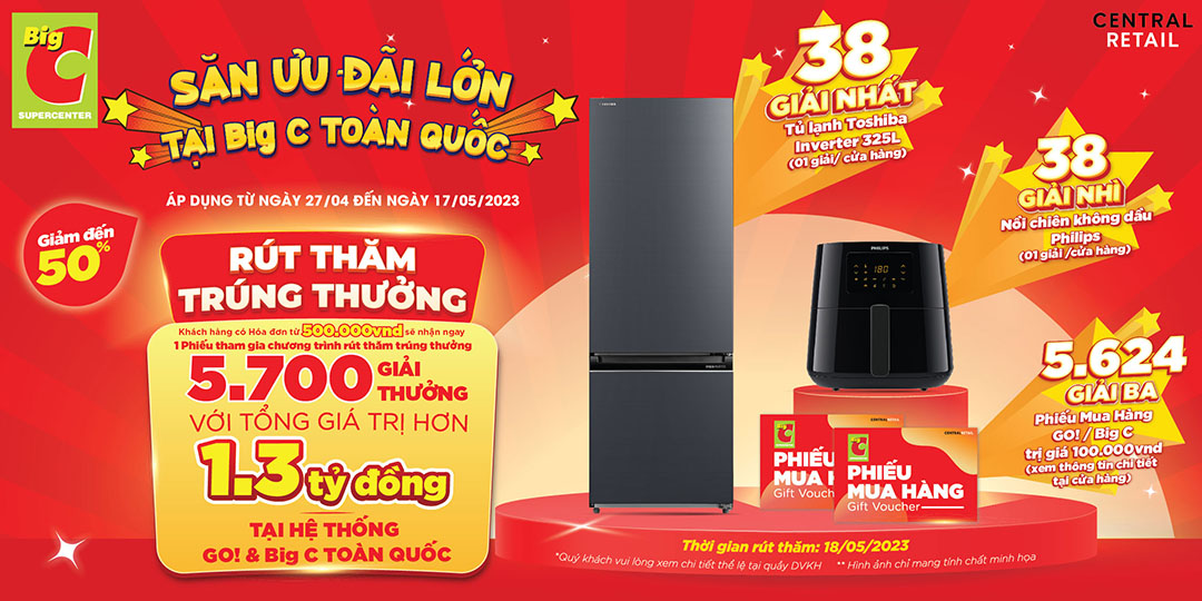  SĂN ƯU ĐÃI LỚN TẠI BIG C TRÊN TOÀN QUỐC - TỔNG GIÁ TRỊ GIẢI THƯỞNG HƠN 1.3 TỶ ĐỒNG