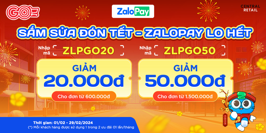 GIẢM ĐẾN 50.000Đ KHI THANH TOÁN ZALOPAY, SẮM SỬA ĐÓN TẾT CHẲNG LO ÂU