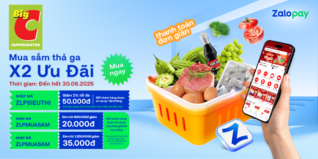 X2 ƯU ĐÃI TỪ ZALOPAY – MUA SẮM THẢ GA TẠI GO!