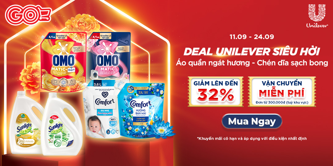 CHỐT DEAL UNILEVER TRÊN GO! APP: ÁO QUẦN NGÁT HƯƠNG - CHÉN DĨA SẠCH BONG