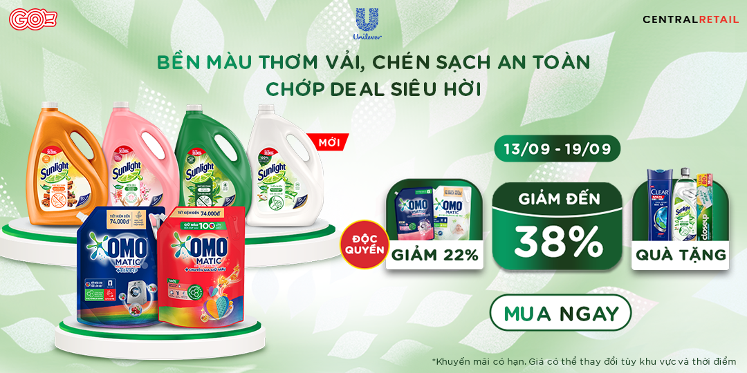 MUỐN THƠM QUẦN ÁO, MUỐN SẠCH BẾP NHÀ, NHỚ SĂN DEAL UNILEVER GIẢM ĐẾN 38% 